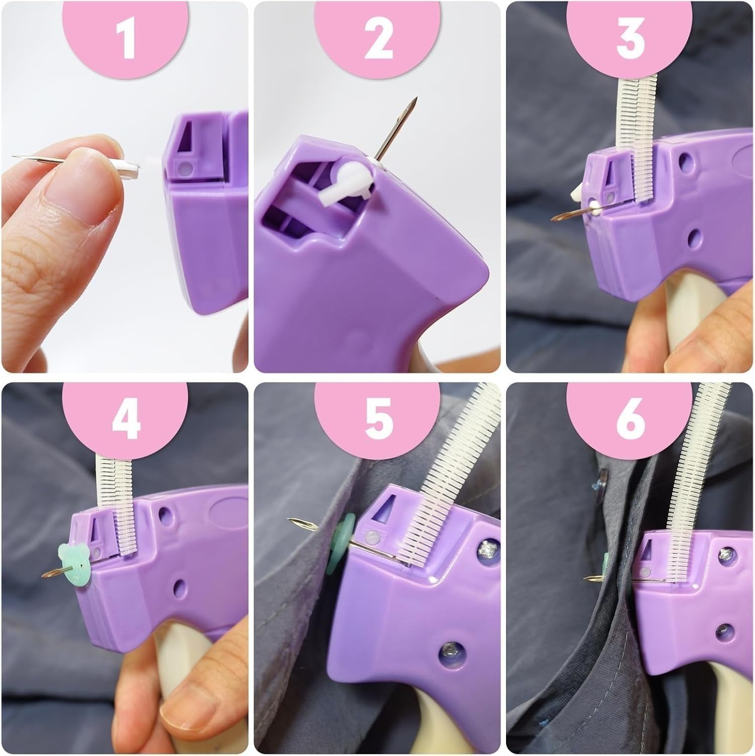 Stitch Gun for Clothes, Quick Stitch Sewing Gun, Handheld Sewing Stapler, Mini Hemming Gun, Clothing Tack Tool for Fabric Repair and Stitch Fix, Portable Stitcher Machine for Clothing (Purple)
